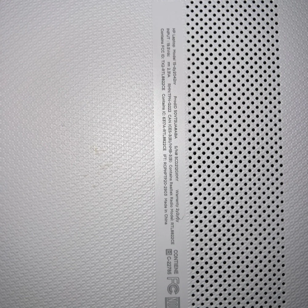 White HP 15.6” display laptop